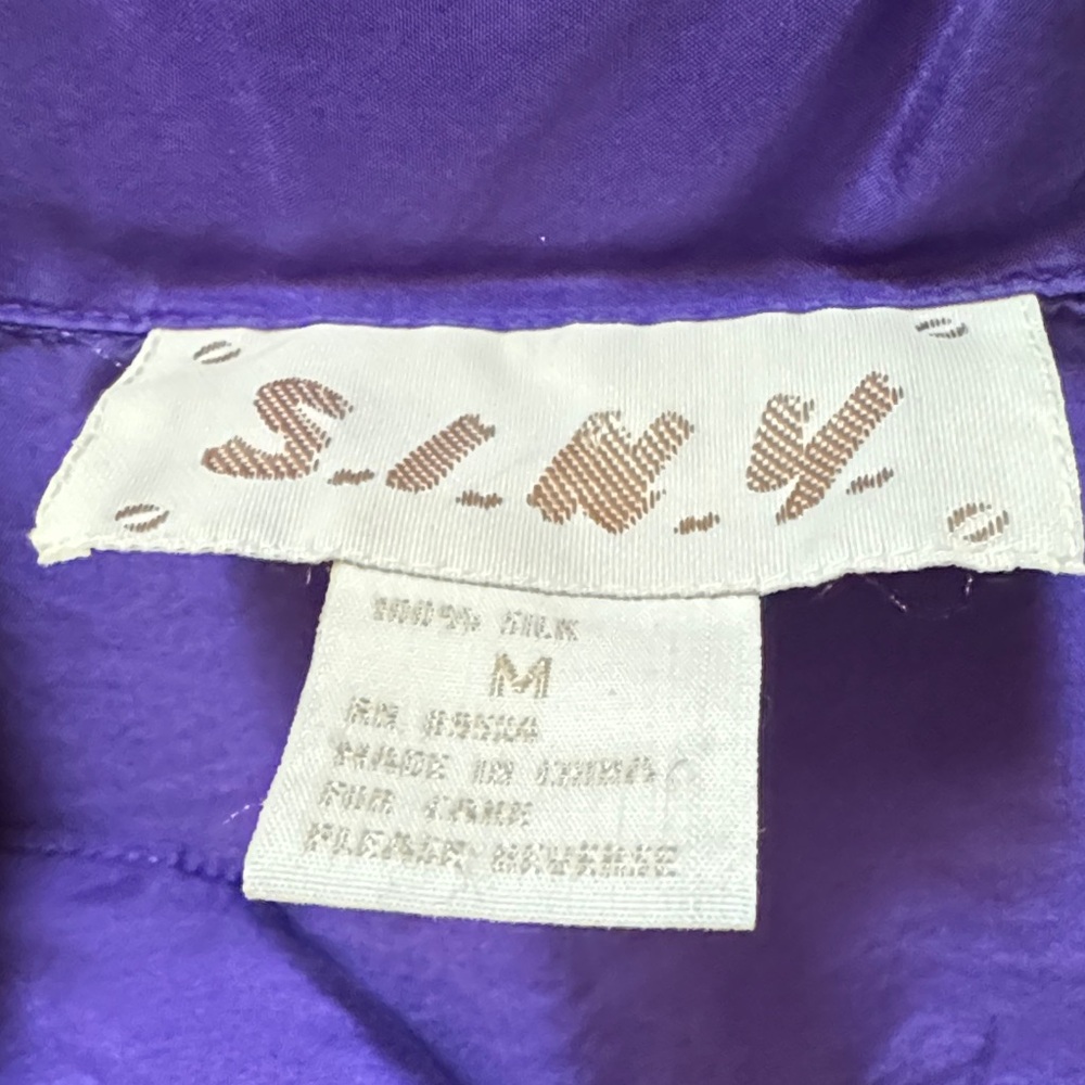 Silk Long Sleeve Women’s Purple Button-Up Blouse by S.I.N.Y. Size Medium - Picture 2 of 7